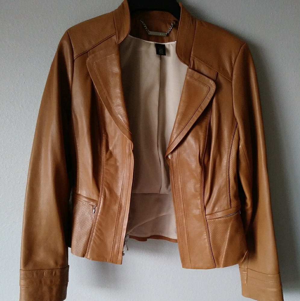 White house black market genuine leather jacket